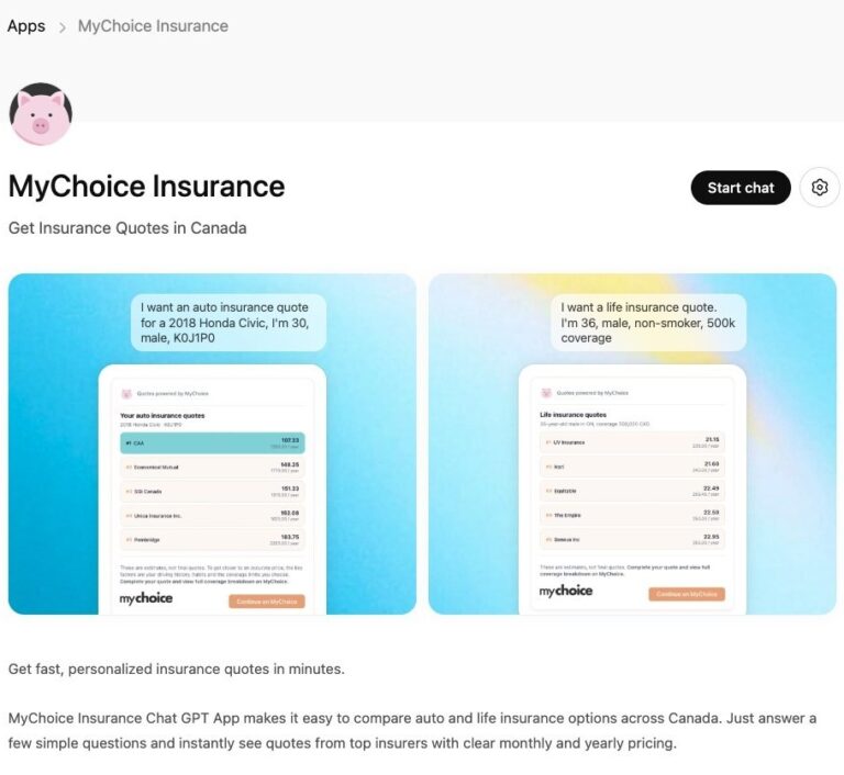 MyChoice launches Canada's first auto and life insurance app on ChatGPT ...